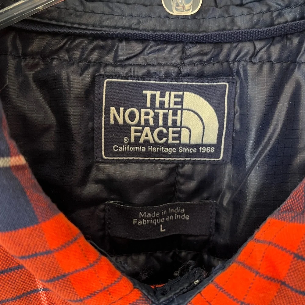 The North Face Plaid‎ Shacket Men’s Large Insulated Jacket Blue Orange Hiking